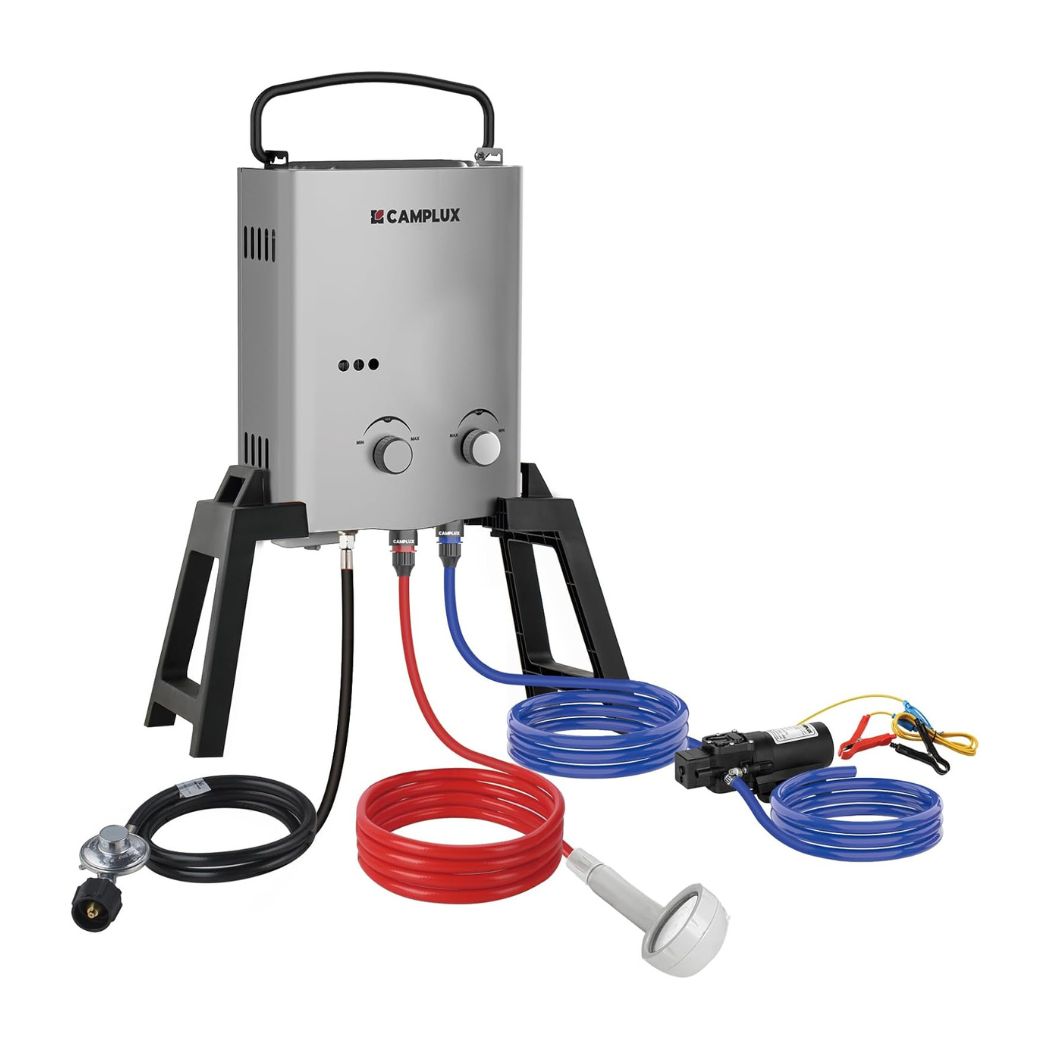 Camplux AY132GMAX Portable Propane Water Heater, Pump Stand Kit
