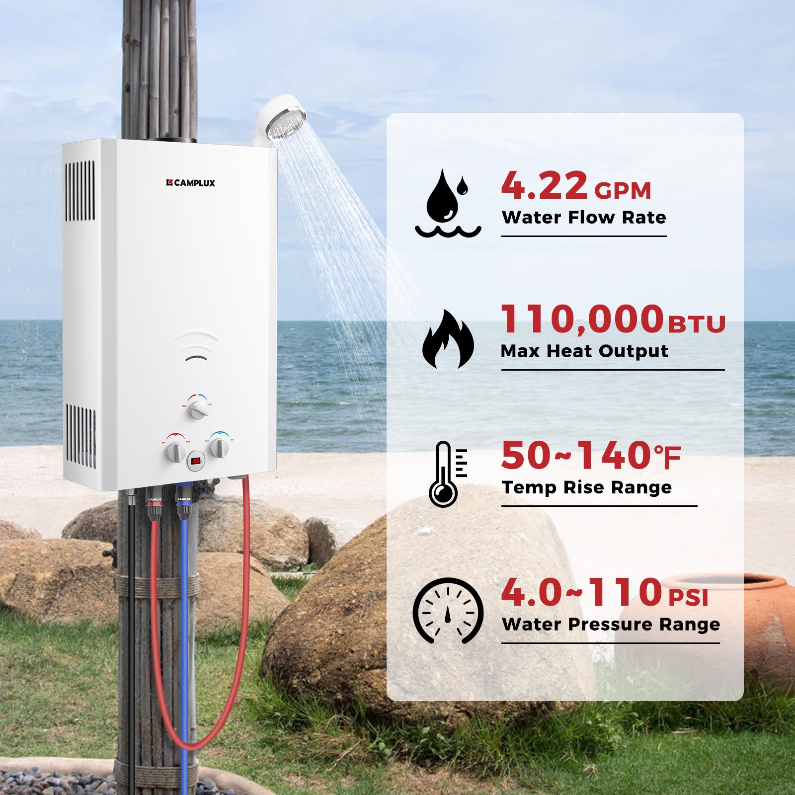 Camplux BW422 Camping Water Heater Propane