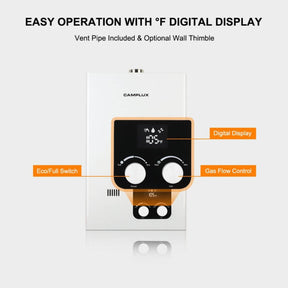 Easy-to-use digital display for intelligent heating operation system with adjustable knobs for desired temperature.