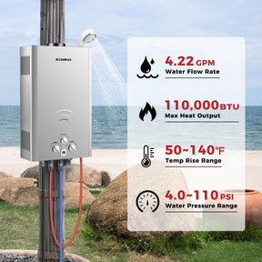 Camplux BW422G Camping Water Heater Propane