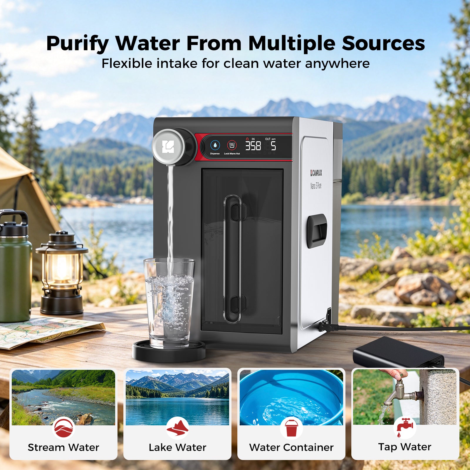 CAMPLUX ROH75 Portable RO Water Purifier with Hot Water