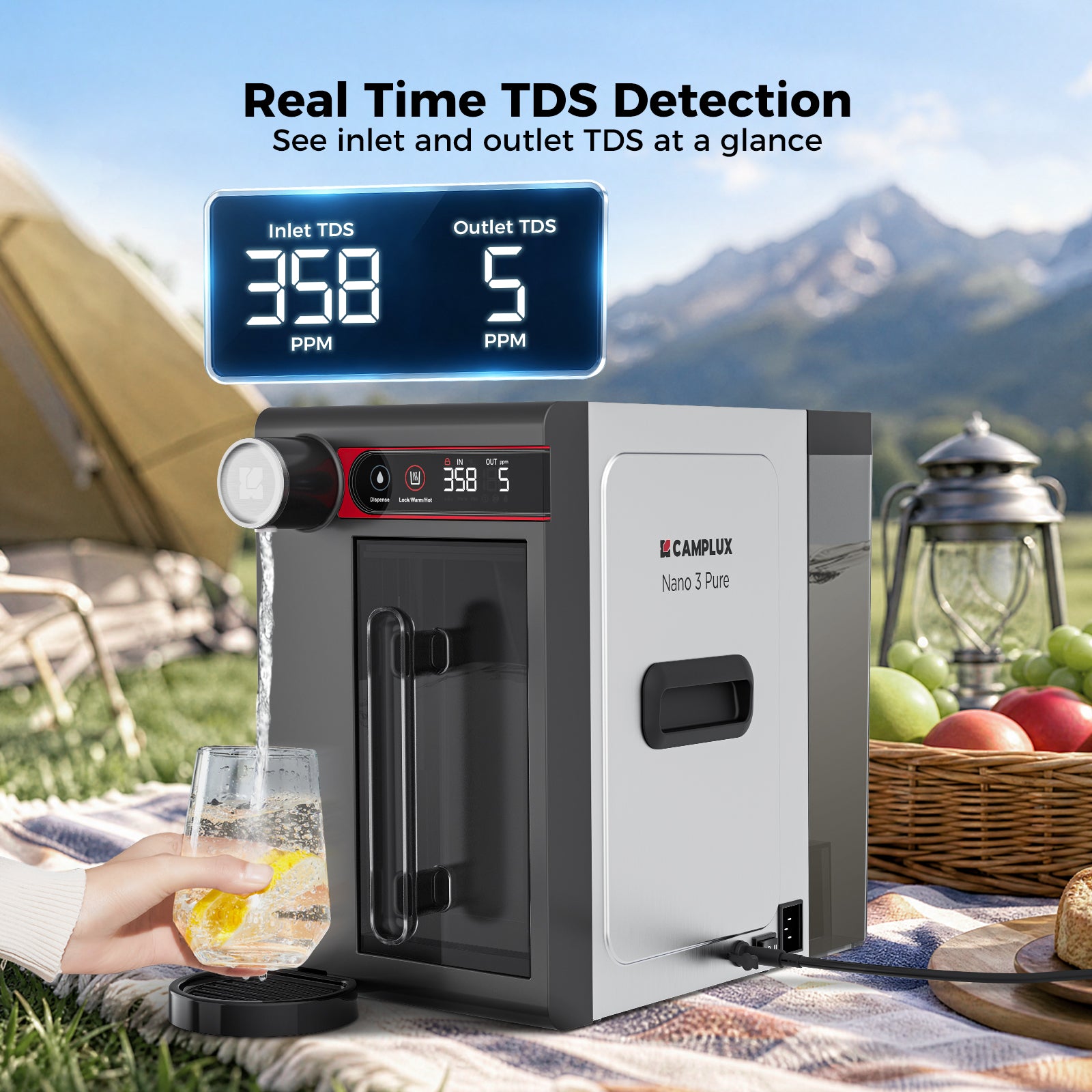 CAMPLUX ROH75 Portable RO Water Purifier with Hot Water