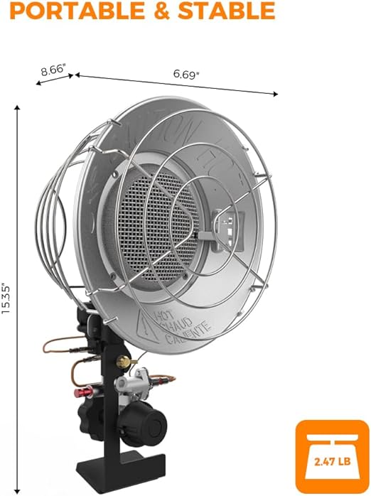 Camplux Single Burner Tank Top Heater, Tip Over Switch, 15000 BTU Outdoor Propane Heater, Heavy Duty Steel