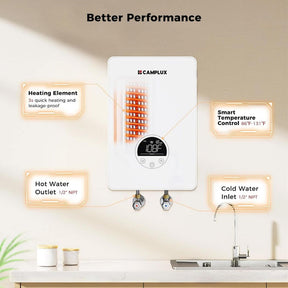 Camplux Electric Point of Use Tankless Hot Water Heater, 4.5kW at 110~120V