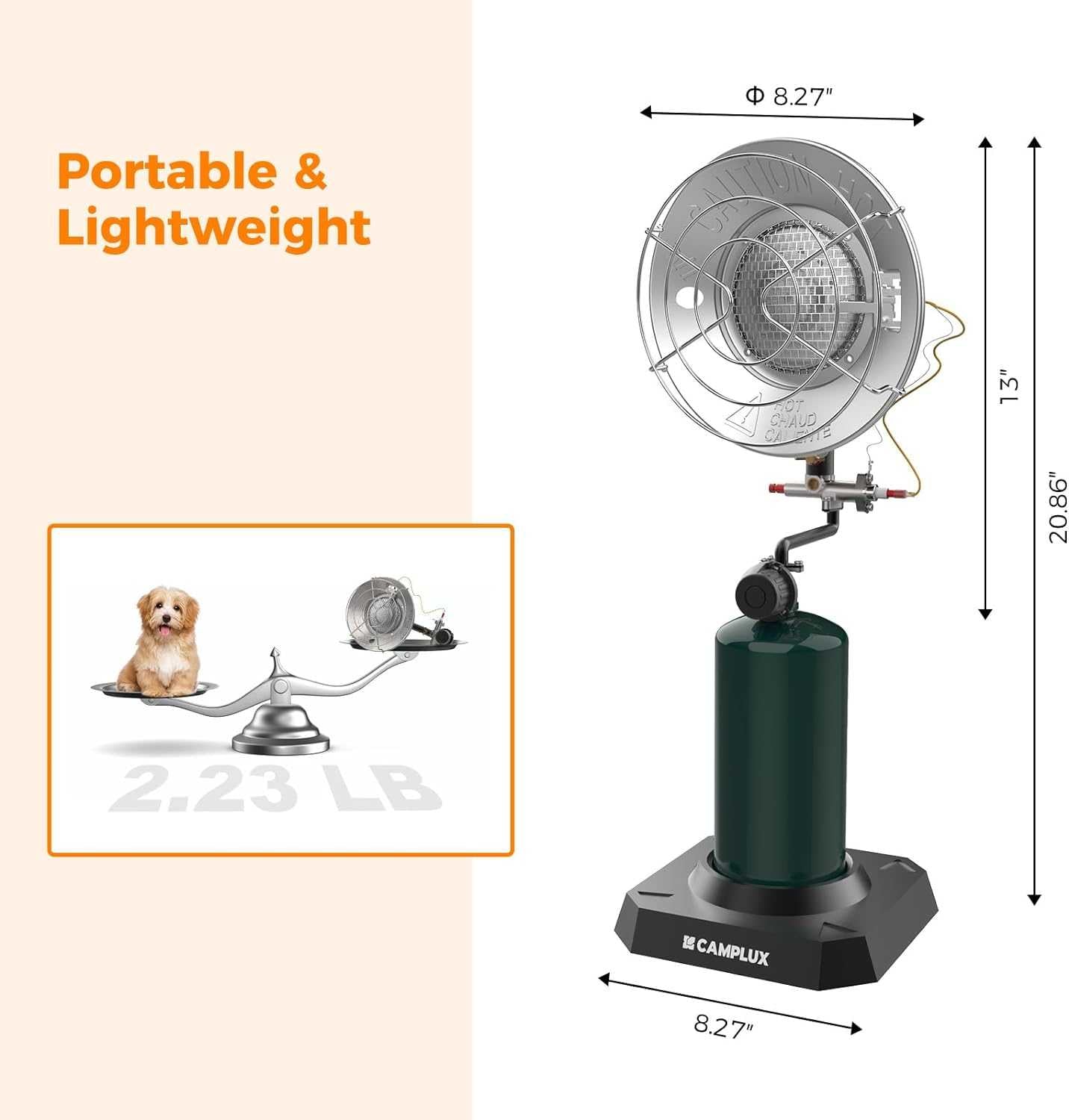 Camplux Portable Infrared Heater, Outdoor Propane Heater 15000 BTU, Radiant Heat for Camping and Patio