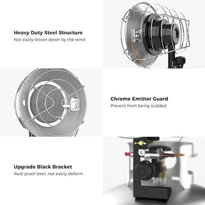Camplux Single Burner Tank Top Heater, Tip Over Switch, 15000 BTU Outdoor Propane Heater, Heavy Duty Steel