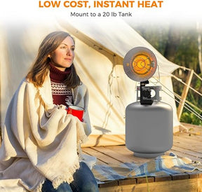 Camplux Single Burner Tank Top Heater, Tip Over Switch, 15000 BTU Outdoor Propane Heater, Heavy Duty Steel