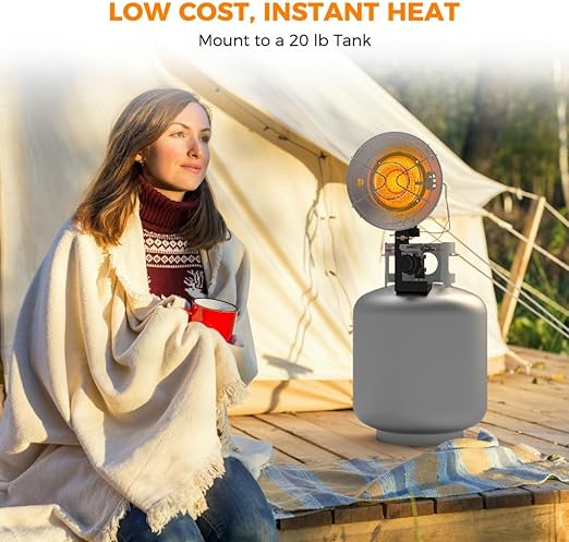 Camplux Single Burner Tank Top Heater, Tip Over Switch, 15000 BTU Outdoor Propane Heater, Heavy Duty Steel