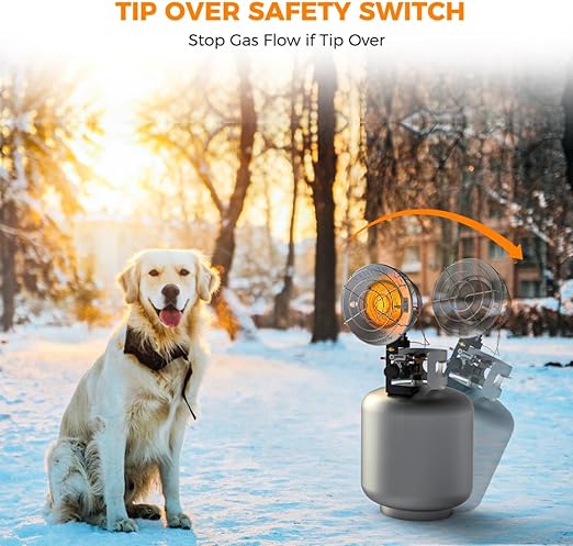 Camplux Single Burner Tank Top Heater, Tip Over Switch, 15000 BTU Outdoor Propane Heater, Heavy Duty Steel