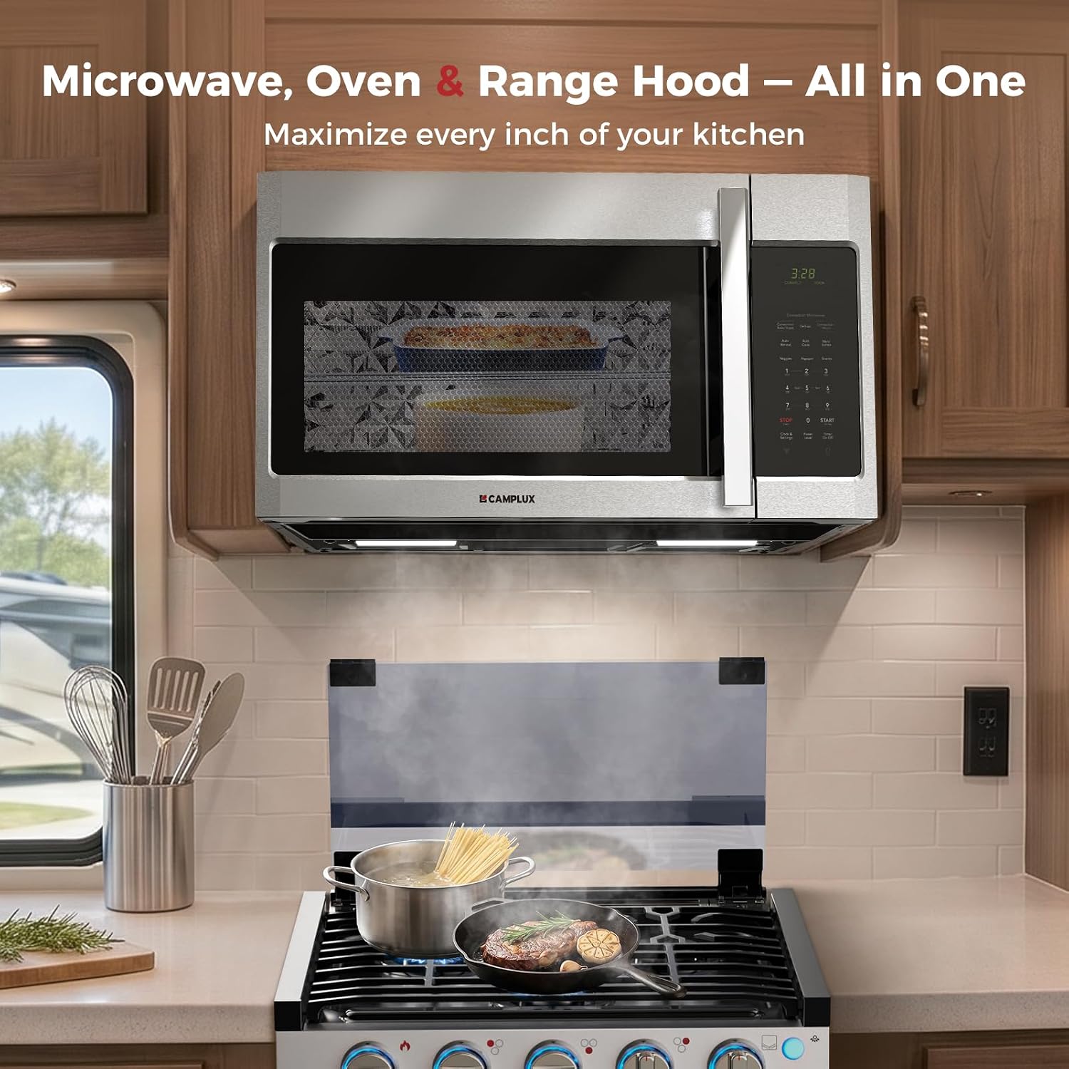 CAMPLUX 30-Inch Over-the-Range Convection Microwave Oven, 1.5 Cu. Ft.