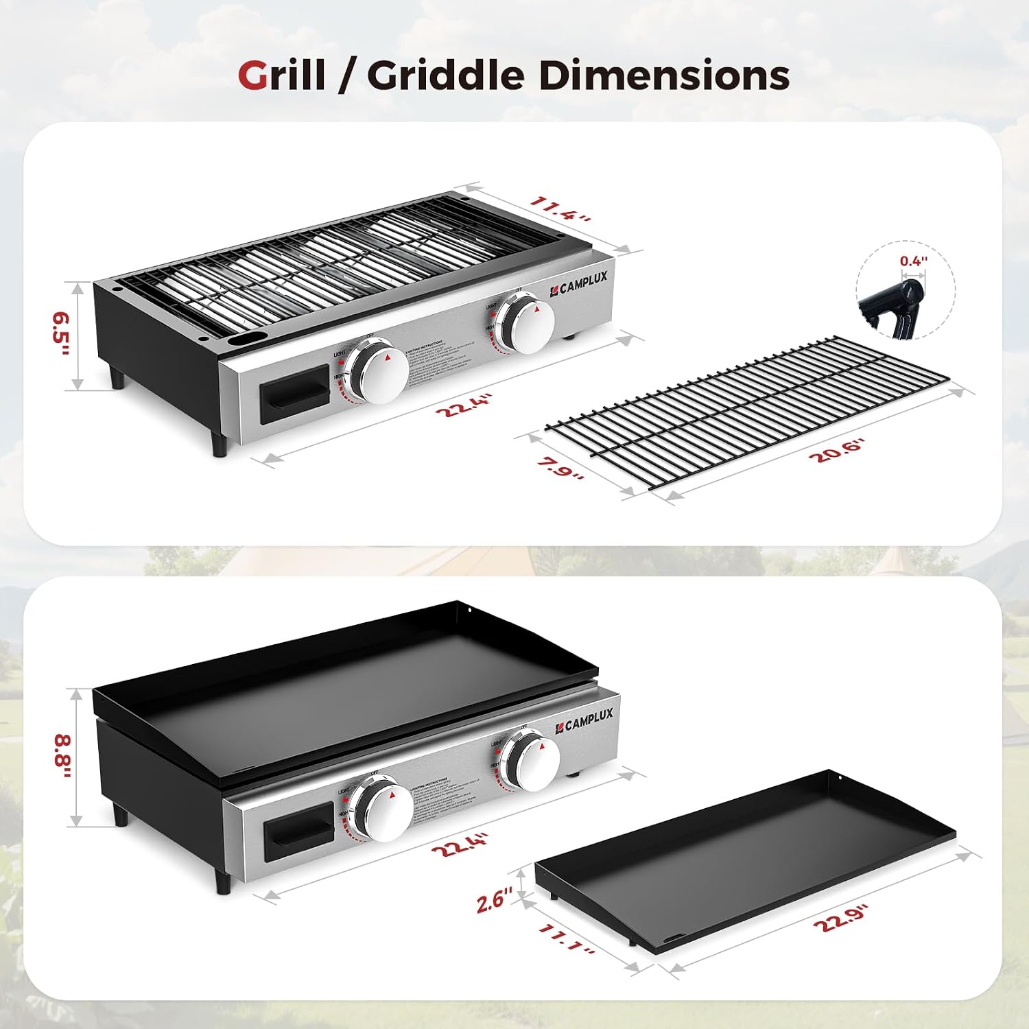 CAMPLUX portable tabletop propane grill