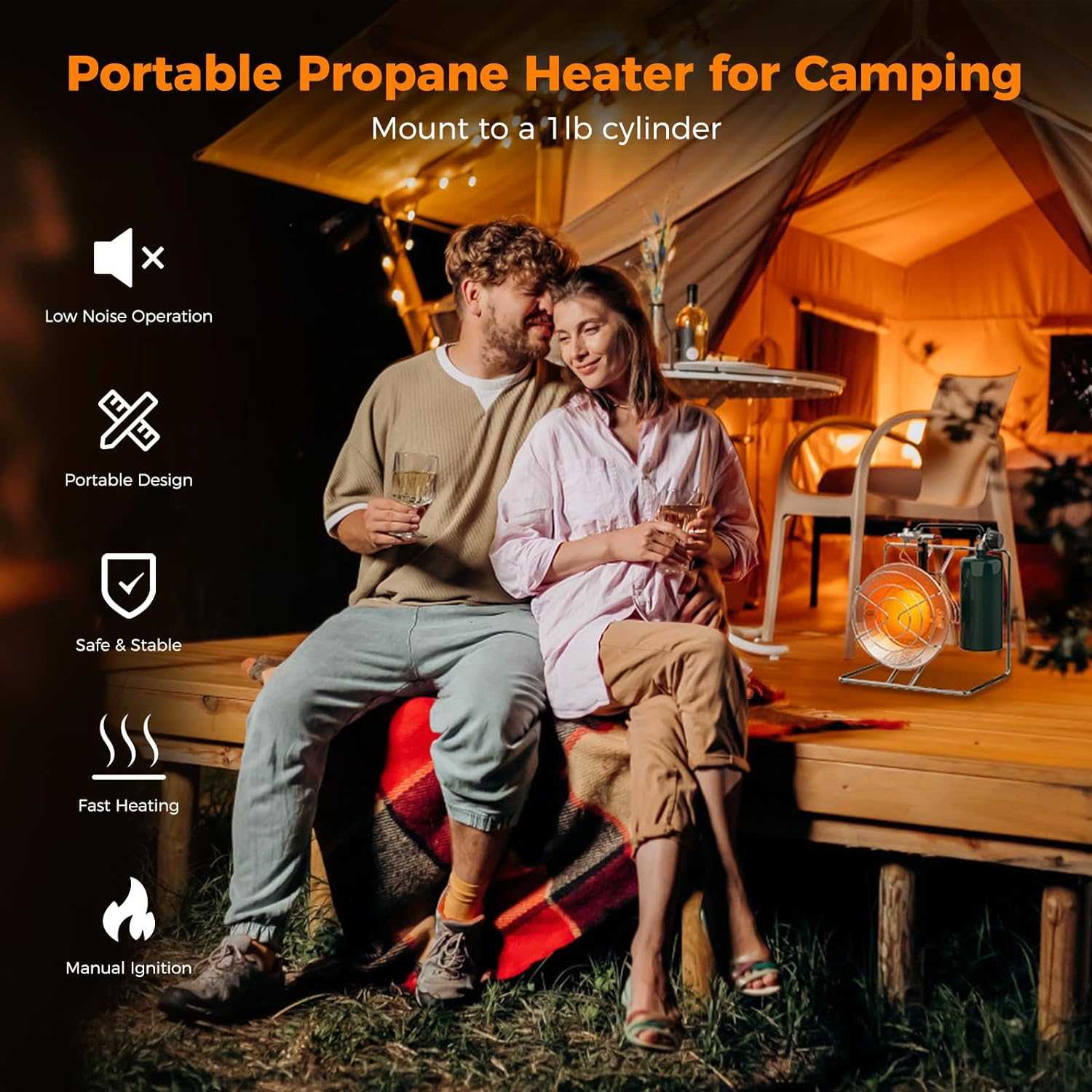 Camplux Portable Heater 15000 BTU, Framed Handle, Fast Warm Up, Outdoor Propane Heater for Outdoor Use