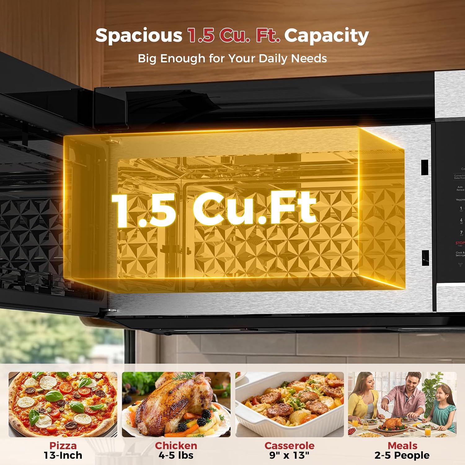 CAMPLUX 30-Inch Over-the-Range Convection Microwave Oven, 1.5 Cu. Ft.