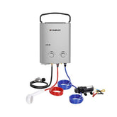 Camplux Propan Off-Grid Tragbarer Warmwasserbereiter für Wohnmobile, Anhänger und Wohnmobile – Silber 