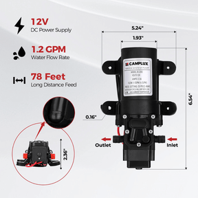 Camplux BD158P43 Tankless Propane Water Heater Pump Kit