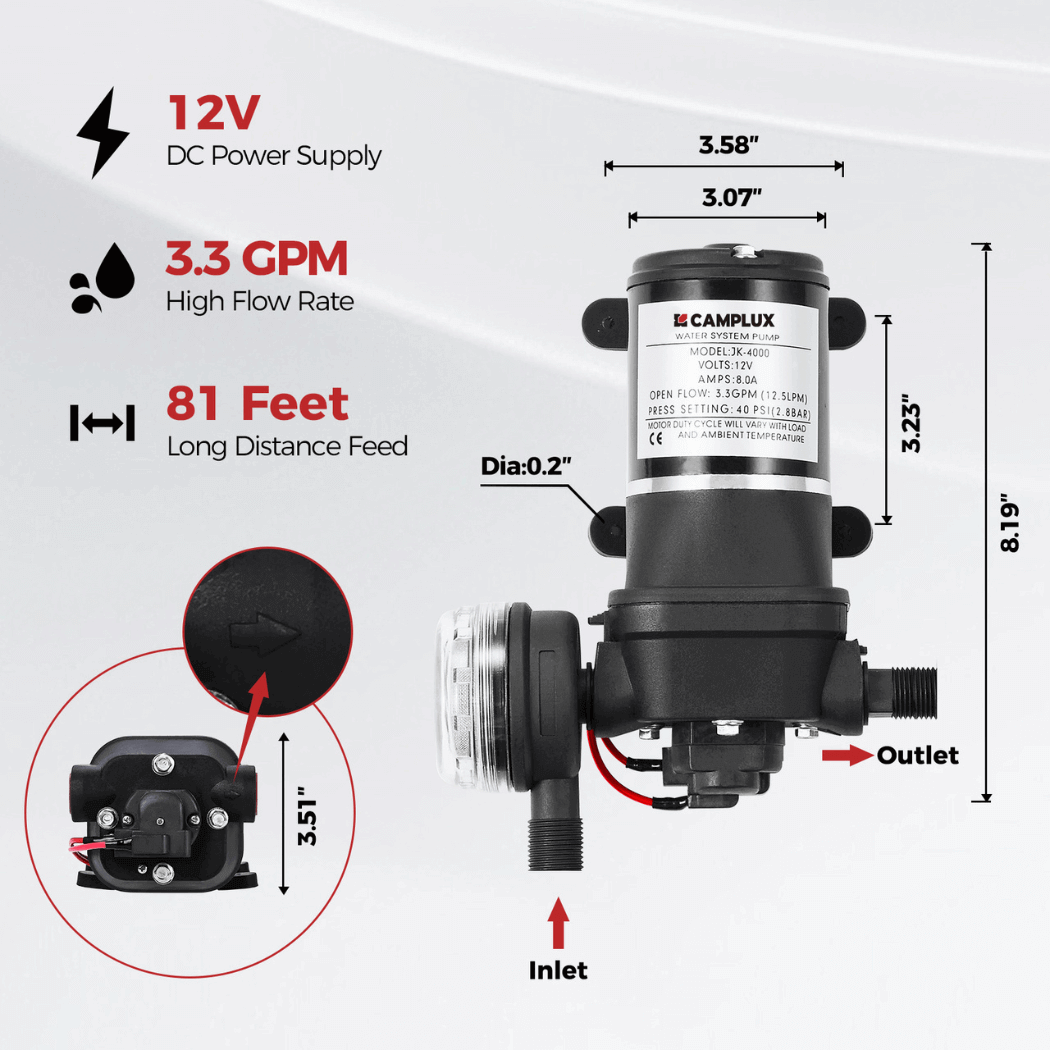 Tankless Water Heater, Camplux 2.64 GPM Outdoor Propane Water Heater, Gas Water Heater with 3.3 GPM Water Pump & Pipe Strainer for Camping, Cabins