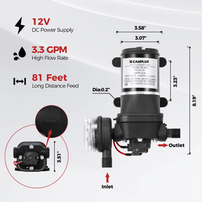 Tankless Water Heater, Camplux 2.64 GPM Outdoor Propane Water Heater, Gas Water Heater with 3.3 GPM Water Pump & Pipe Strainer for Camping, Cabins