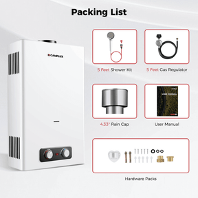 Camplux BD422C On Demand Water Heater Propane With Rain Cap