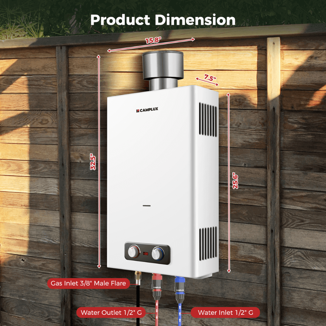 Camplux BD422C On Demand Water Heater Propane With Rain Cap