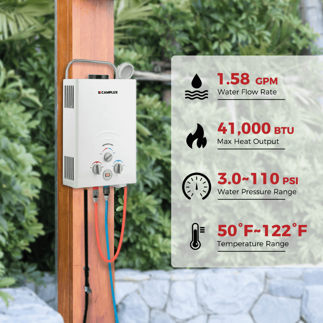 Camplux BW158 Camping Water Heater Propane