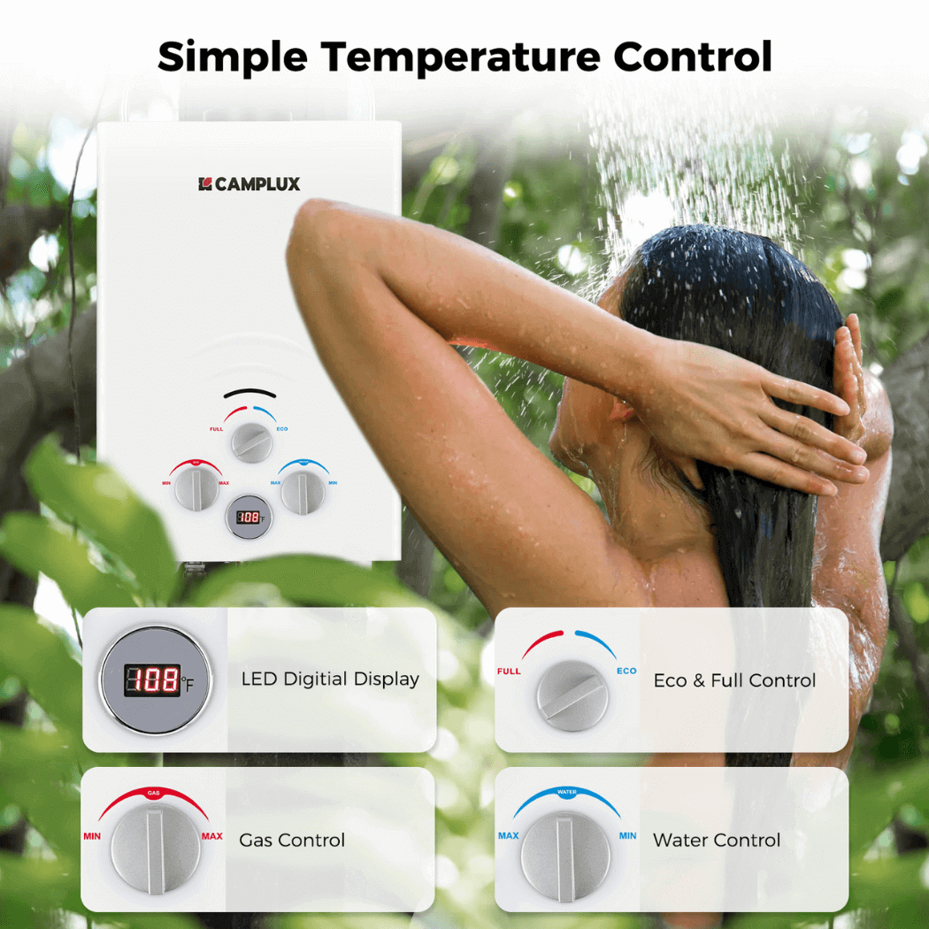 Camplux BW158 Camping Water Heater Propane