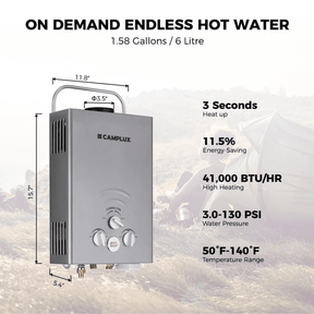 Camplux BW158GP60 Camping Water Heater With Pump Kit