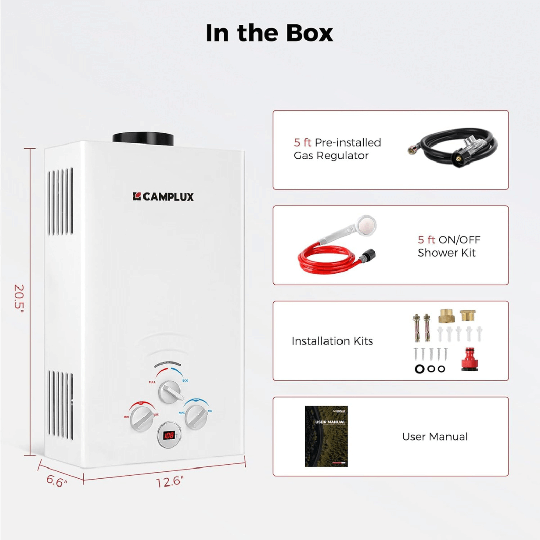 Camplux BW211 Camping Water Heater Propane
