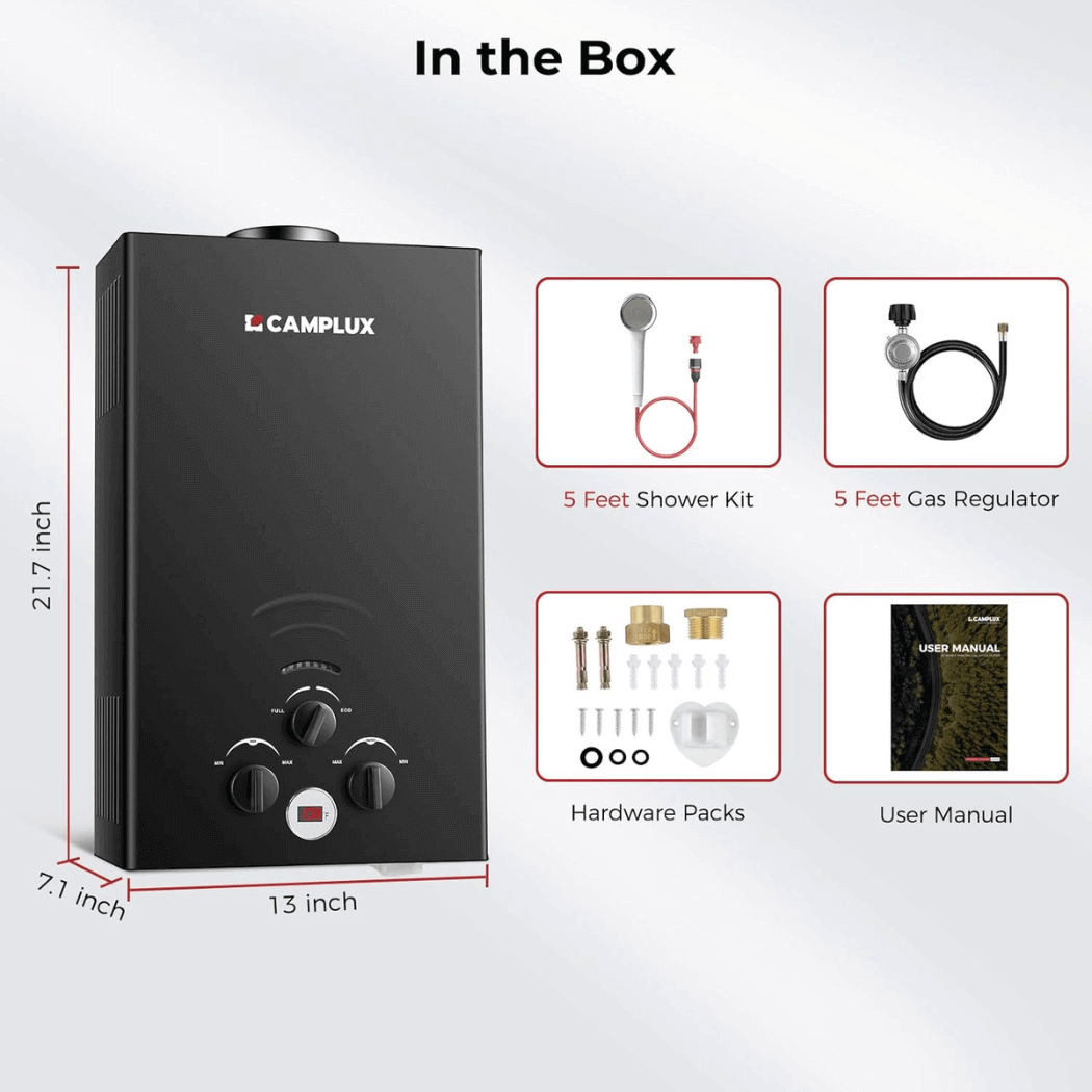 Camplux BW264B Camping Water Heater Propane
