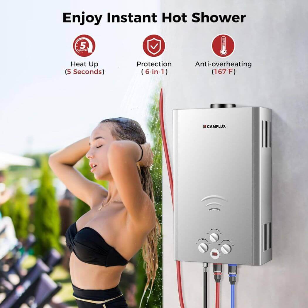 Camplux BW422G Camping Water Heater Propane
