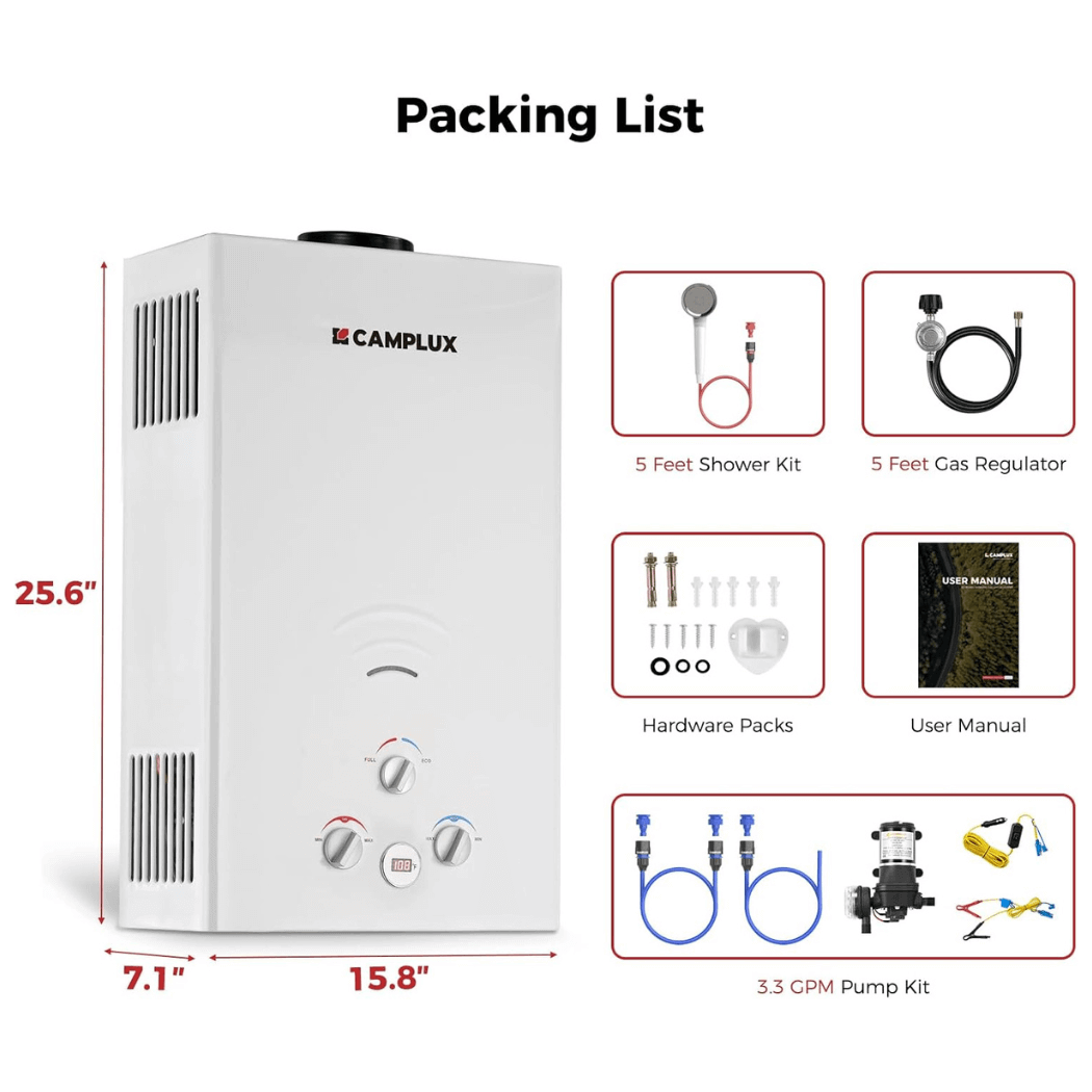 Camplux BW422P120 Camping Water Heater Pump Kit