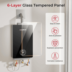 3.18 GPM Indoor Tankless Water Heater Propane with Wall Thimble, Black