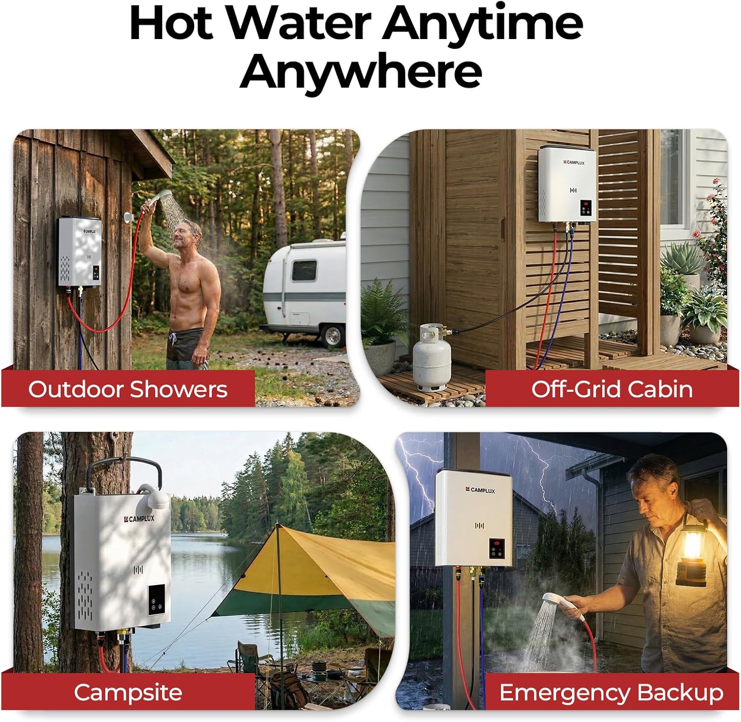CAMPLUX F5 Ultra Thermostatic Portable Propane Water Heater, 1.32 GPM Camping Hot Water System