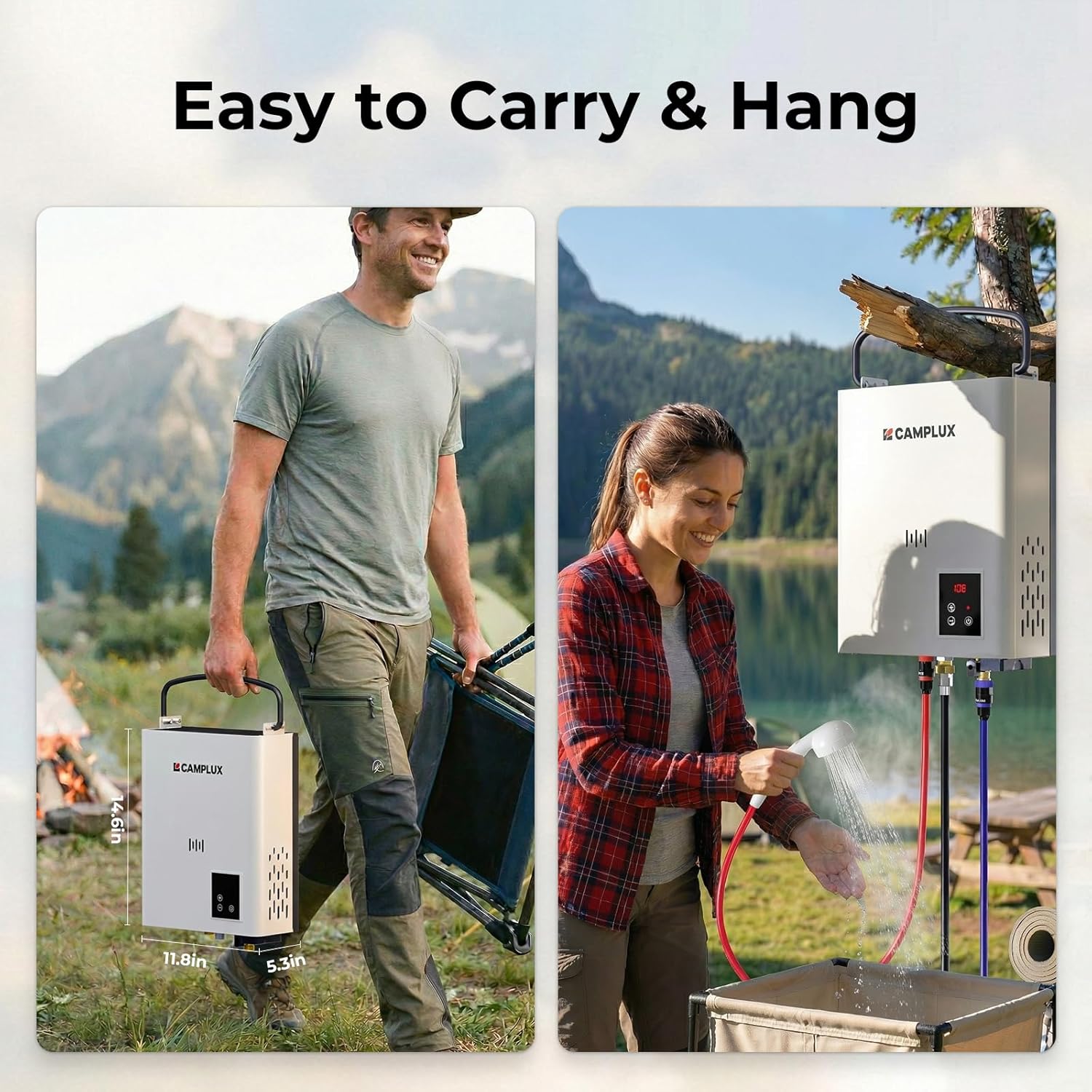 CAMPLUX F5 Ultra Thermostatic Portable Propane Water Heater, 1.32 GPM Camping Hot Water System