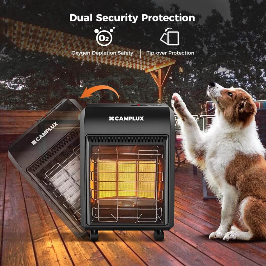 Camplux Portable Heater, Adjustable 6000 to 18000 BTU, Compact Control Dial, Outdoor Propane Heater