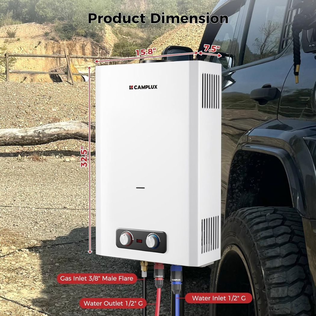 Camplux BD528 Glamping Water Heater Propane