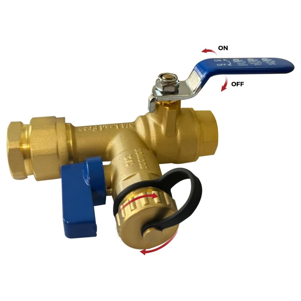 CAMPLUX 3/4 Inch IPS Isolator Tankless Water Heater Service Valve Kit, with Pressure Relief Valve, Clean Brass Construction