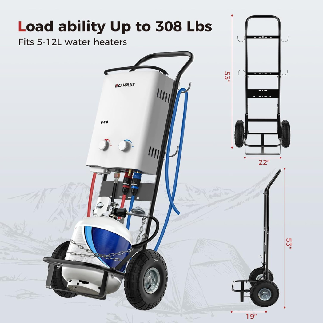 CAMPLUX D52 Dolly Hand Cart Large 10 Inch Pneumatic Wheels