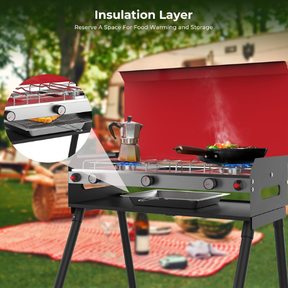 Camplux Propane Camping Stove 2 Burners & 1 Grill, 15,000 BTU Auto-Ignition