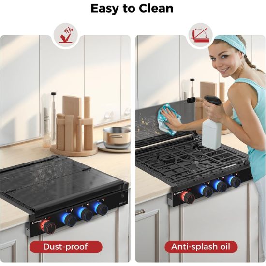 CAMPLUX RV Stove 3 Burners 21,000 BTU, 21 Inches Propane RV Cooktop Elite