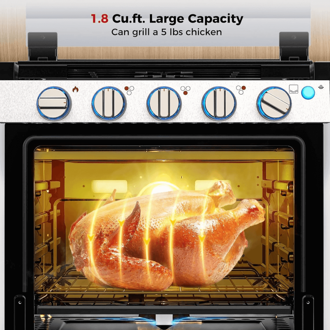 Camplux RV Stove Gas Range Oven w/ 3 Burners Cooktop 21 Inches CLASSIC
