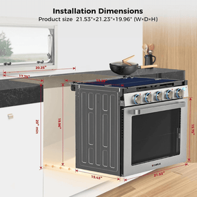 Camplux RV Stove Gas Range Oven w/ 3 Burners Cooktop 21 Inches CLASSIC