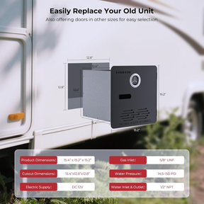 Camplux  Elite 65,000 BTU RV Tankless Water Heater 2.64 GPM-Black