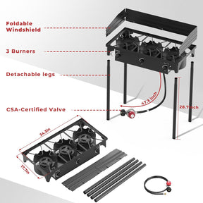 CAMPLUX 225,000 BTU 3 Burner Camping Stove