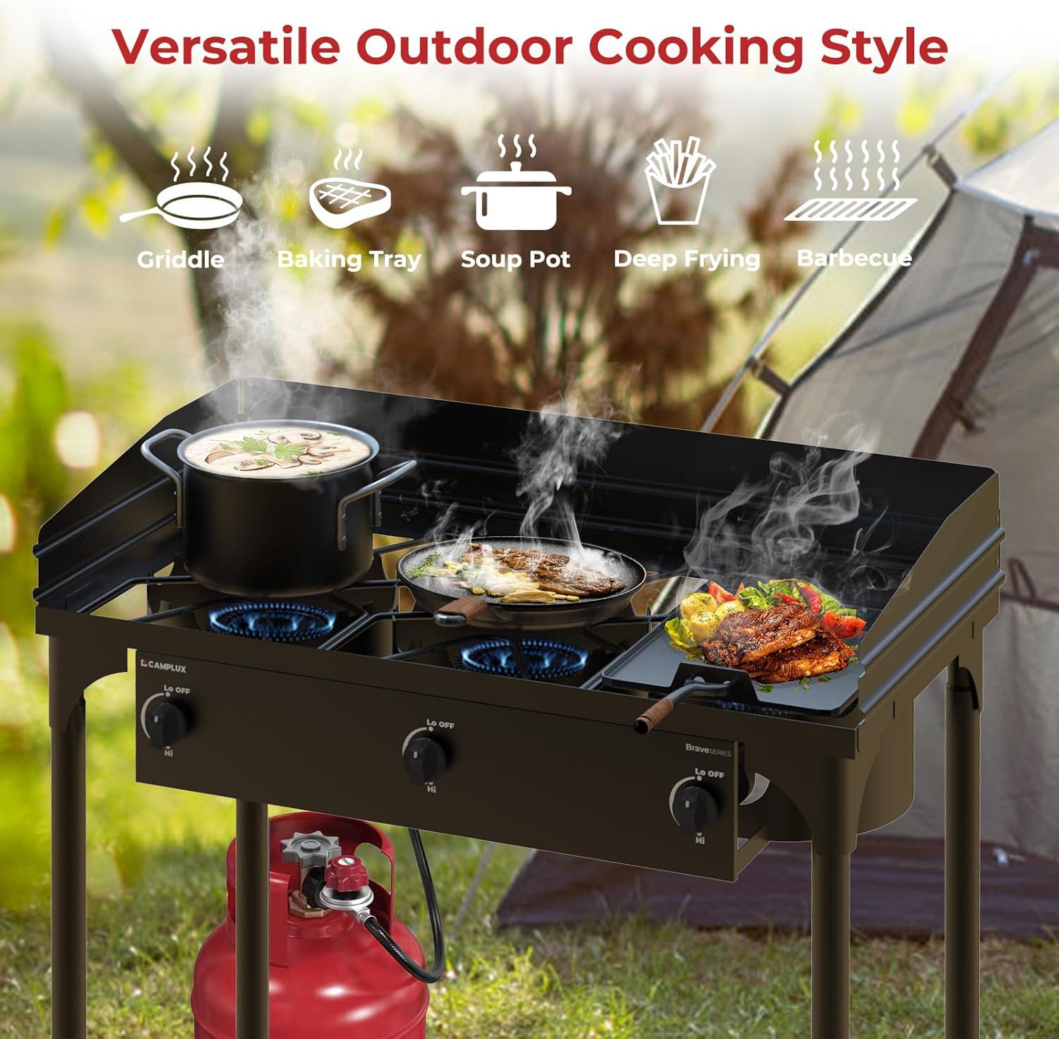 CAMPLUX 225,000 BTU 3 Burner Camping Stove