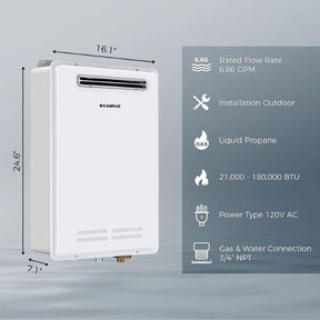 Camplux Whole Home Outdoor Tankless Hot Water Heater 5.28 GPM | White