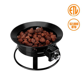 Portable Propane Fire Pit, Camplux Outdoor Gas Fire Bowl for RV Camping Backyard Party, FP19MB 19 Inch Diameter, Black