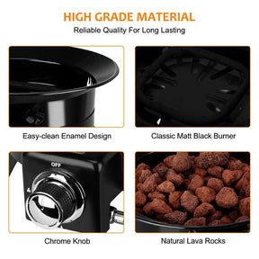 Portable Propane Fire Pit, Camplux Outdoor Gas Fire Bowl for RV Camping Backyard Party, FP19MB 19 Inch Diameter, Black