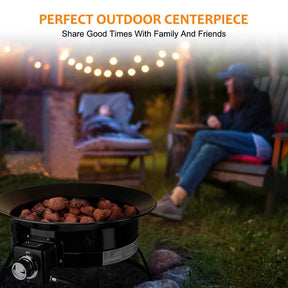 Portable Propane Fire Pit, Camplux Outdoor Gas Fire Bowl for RV Camping Backyard Party, FP19MB 19 Inch Diameter, Black