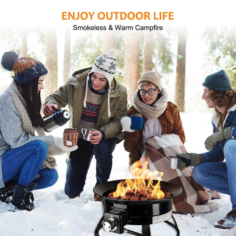 Portable Propane Fire Pit, Camplux Outdoor Gas Fire Bowl for RV Camping Backyard Party, FP19MB 19 Inch Diameter, Black