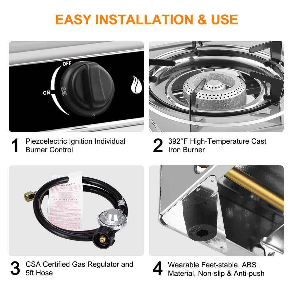 Camplux Single Burner Propane Stove 9,800 BTU, Stainless Steel Portable Gas Stoves